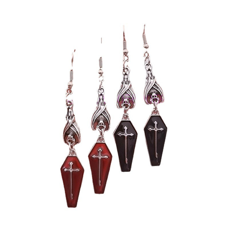 Wholesale Vampire Cross Coffin Tombstone Earrings